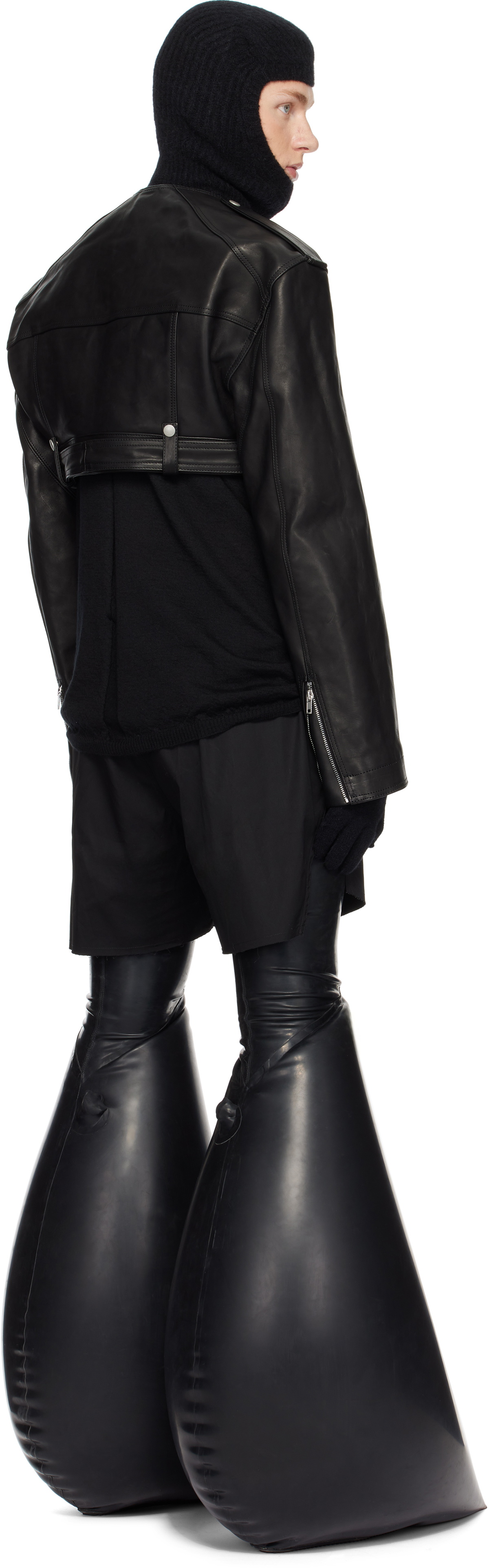 Rick Owens Black Porterville Micro Leather Biker Jacket Rick Owens