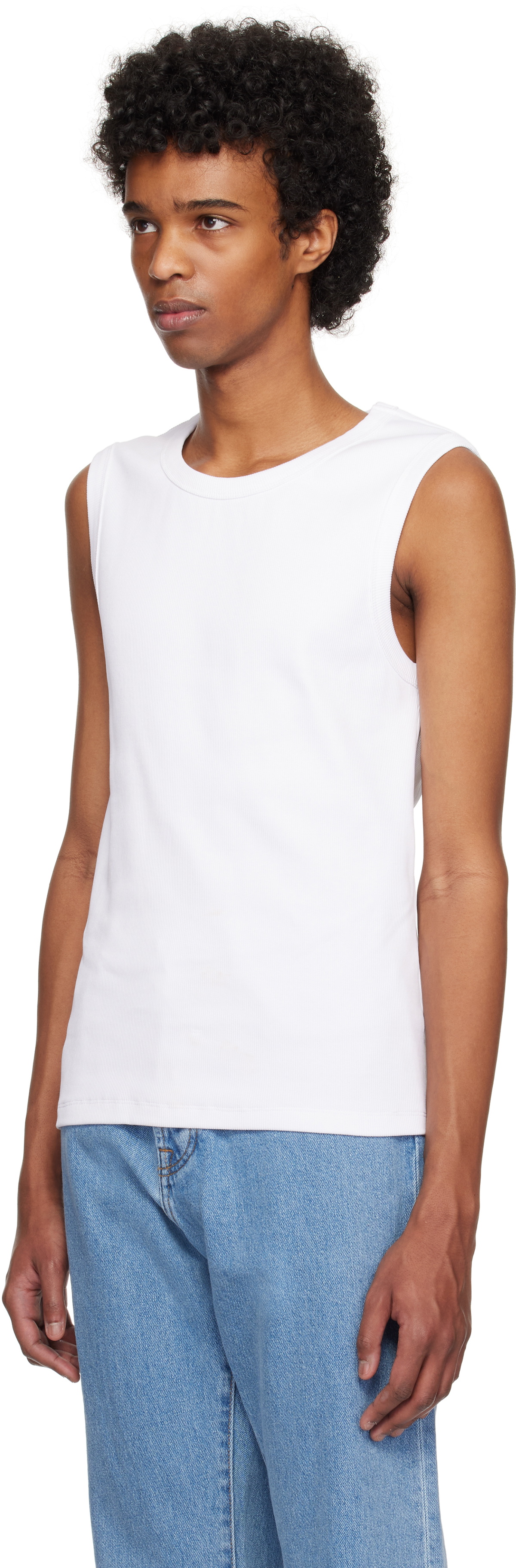 Róhe White Heavy Ribbed Jersey Tank Top