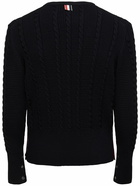 THOM BROWNE - Cable Knit Relaxed Crewneck Sweater