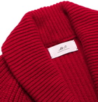 Mr P. - Oversized Shawl-Collar Ribbed Wool and Cashmere-Blend Cardigan - Red