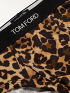 TOM FORD - Leopard-Print Stretch-Cotton Briefs - Brown