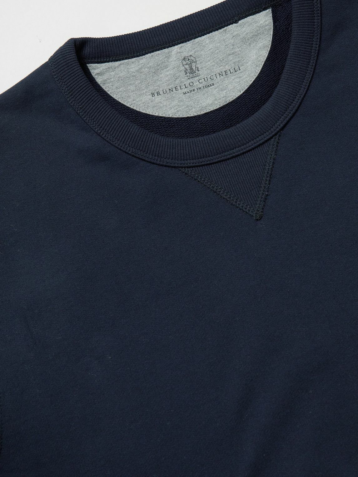 Brunello Cucinelli - Cotton-Jersey Sweatshirt - Blue Brunello