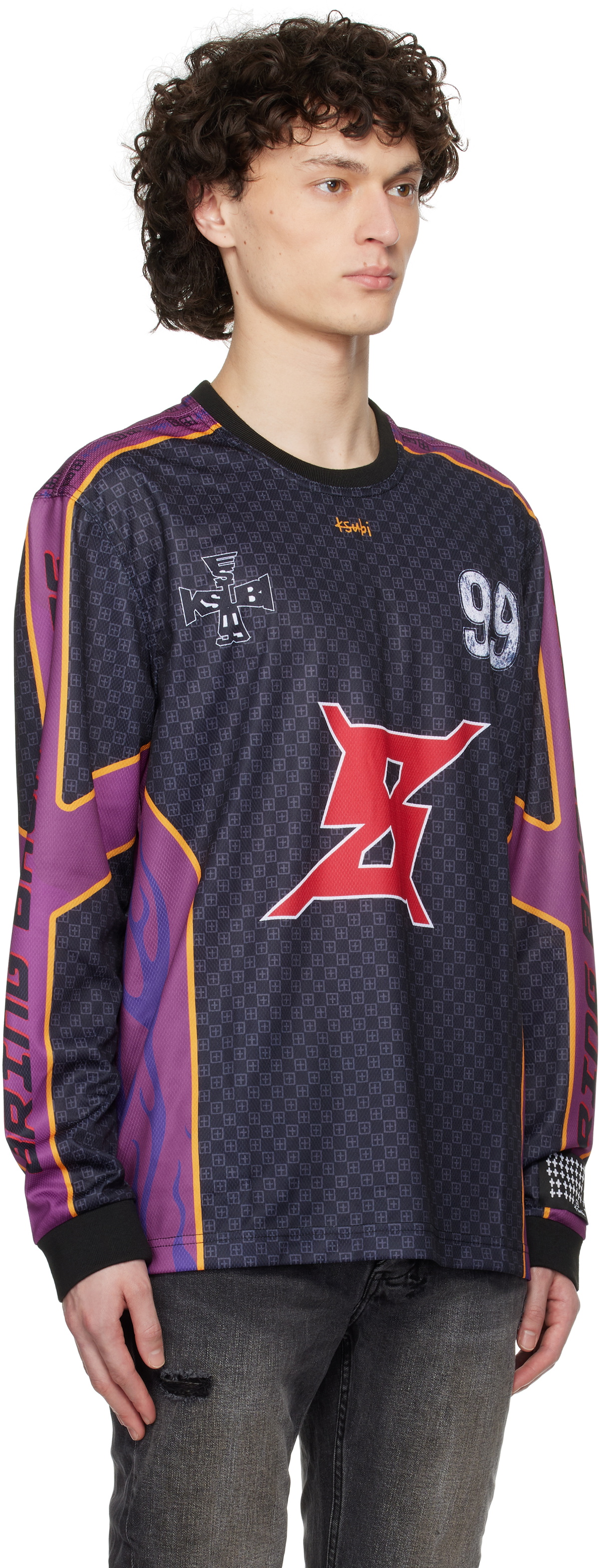 Ksubi Black & Purple Stinger LS Moto Jersey Ksubi