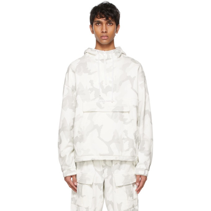 Photo: Dolce and Gabbana White French Terry Camo Hoodie