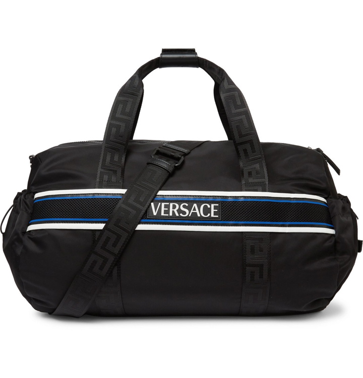Photo: Versace - Logo-Detailed Webbing-Trimmed Nylon Duffle Bag - Black