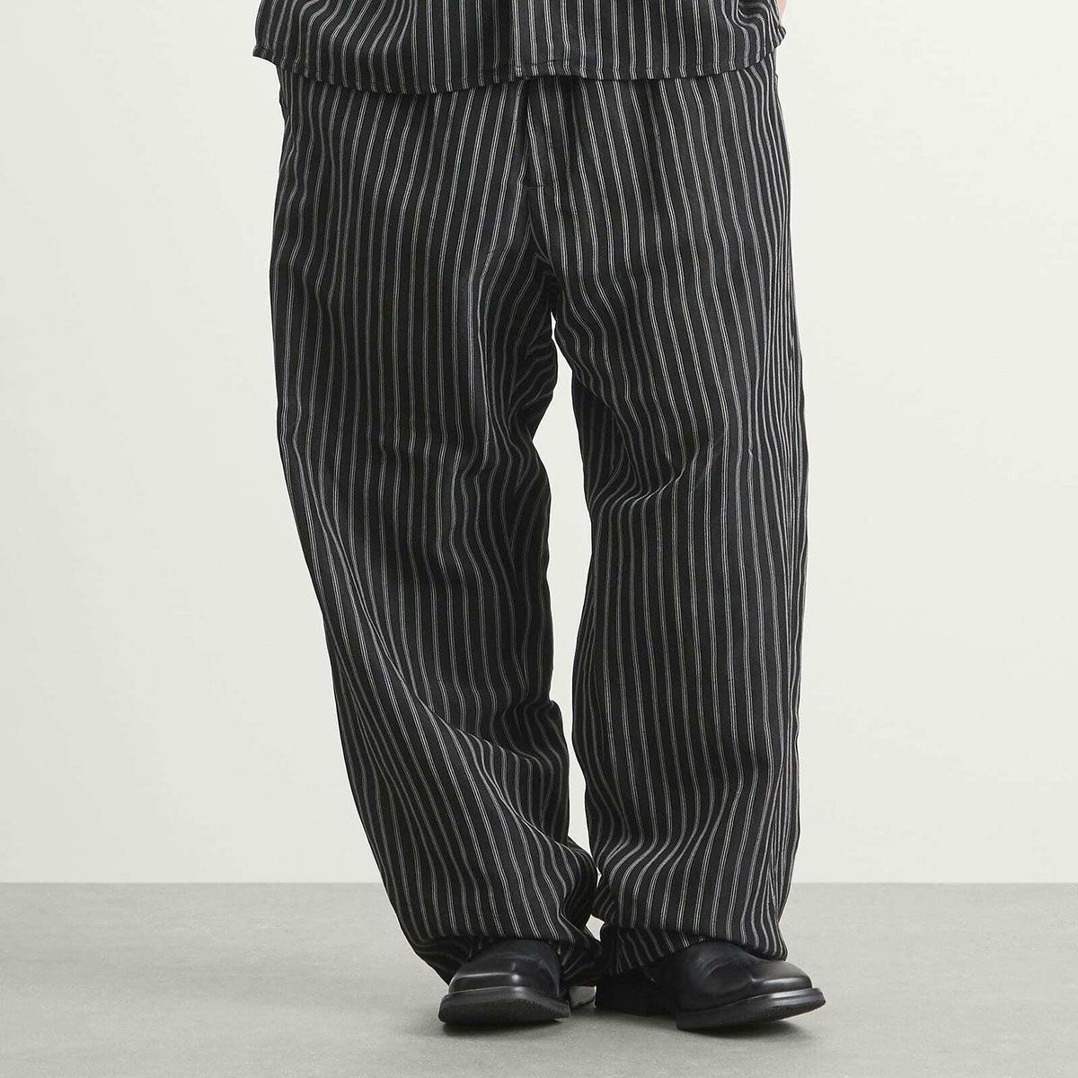 Willy Chavarria Men's Toluca Pinstripe Pant in Black/White Stripe
