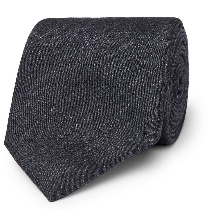 Photo: Brioni - 7cm Mélange Silk and Linen-Blend Tie - Men - Navy