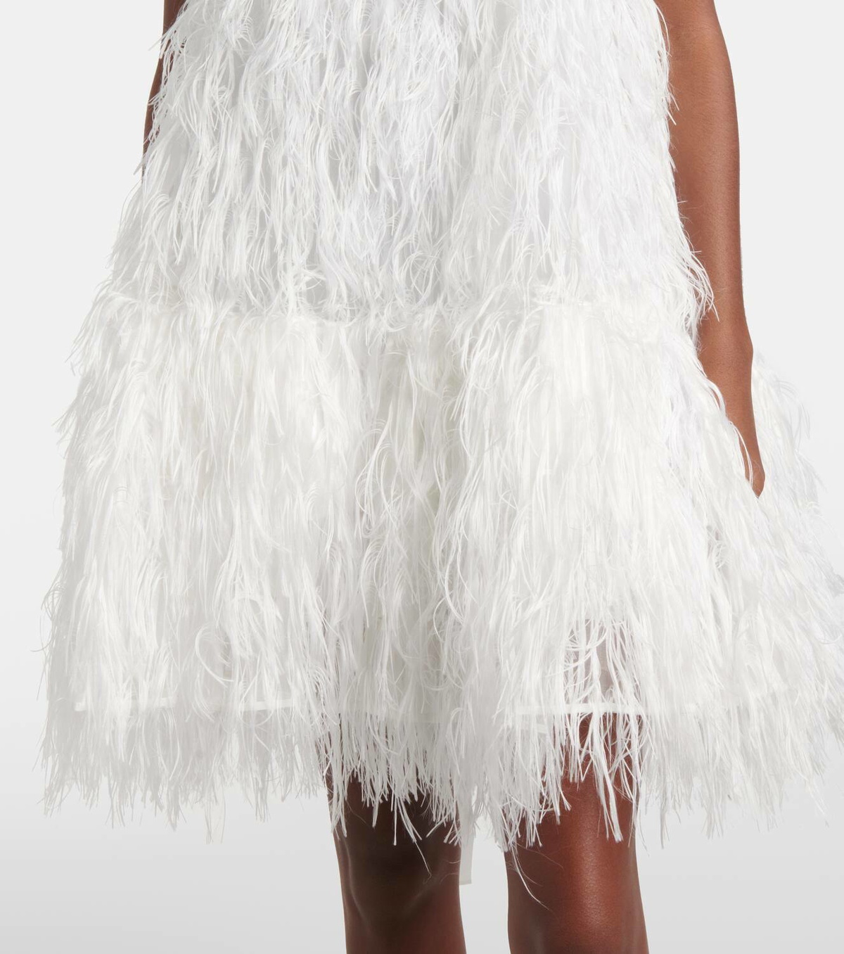 Roksanda Bridal Odette faux feather-trimmed silk minidress