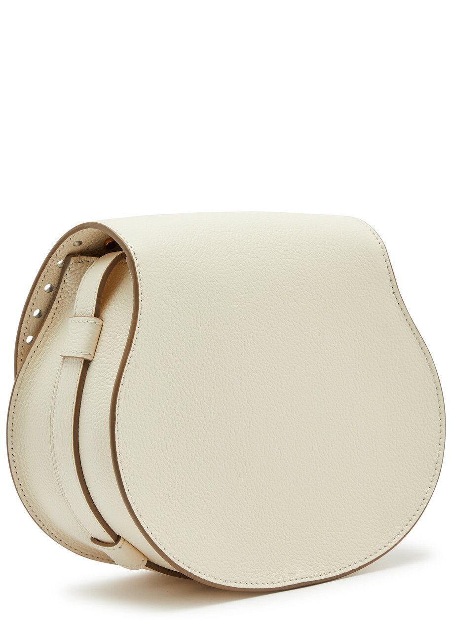 Chloe - Women's Ivory Marcie Small Leather Saddle Bag - Rounded Silhouette & Ring Fastening - One Size