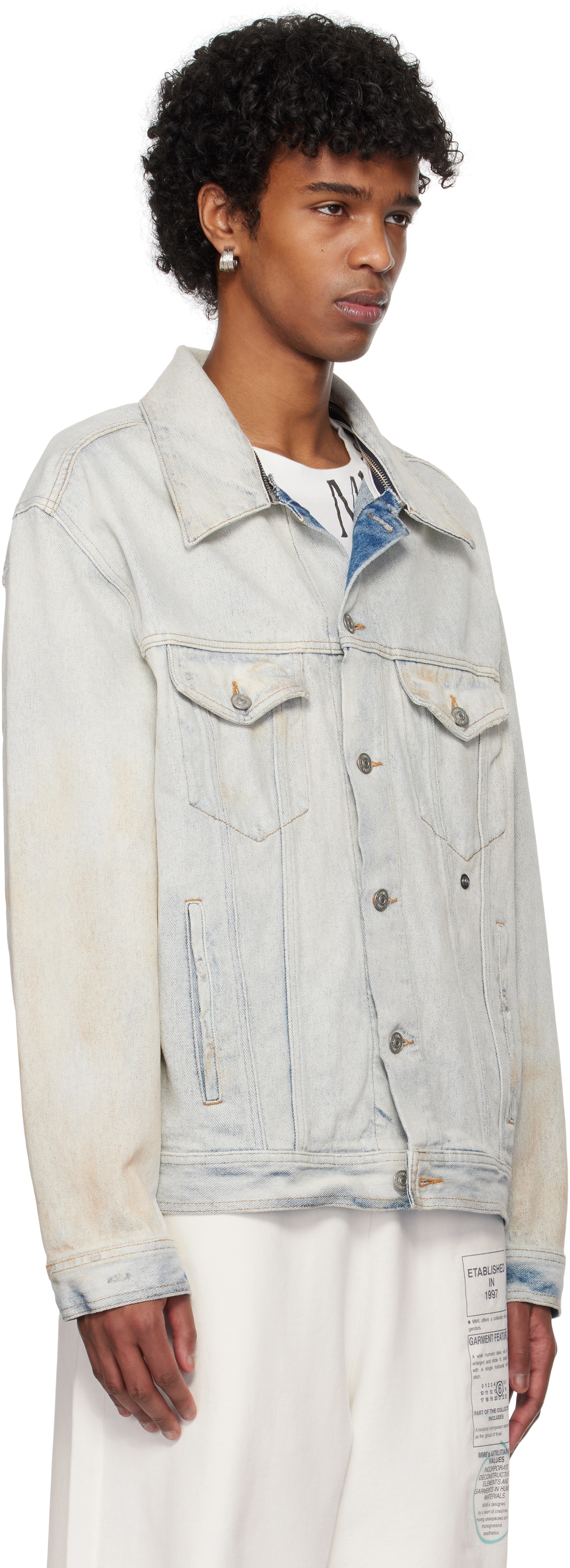 MM6 Maison Margiela Blue Distressed Denim Jacket