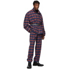 Balenciaga Blue and Red Check Flannel Quilted Zip-Up Jacket