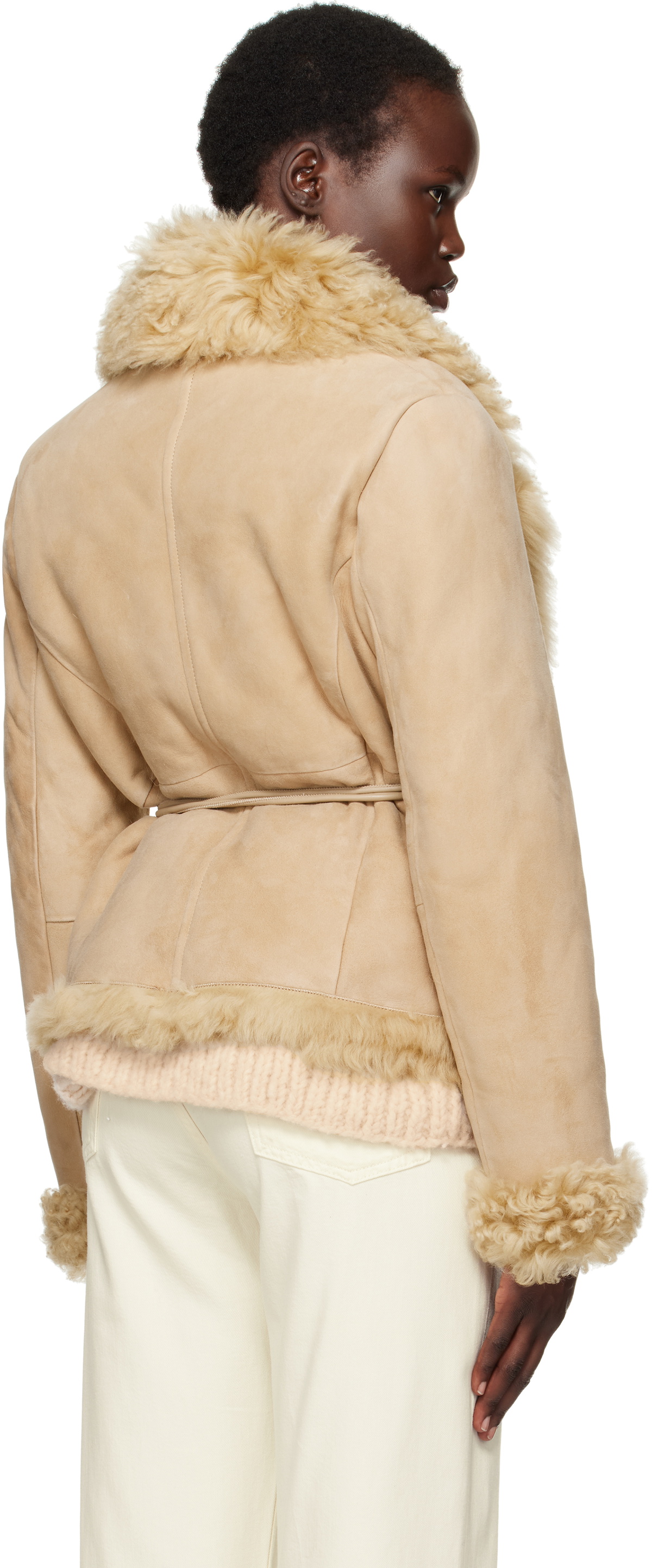 Saks Potts Beige Moss Shearling Jacket