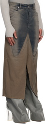 Rick Owens Gray Concordians Long Slivered Denim Skirt