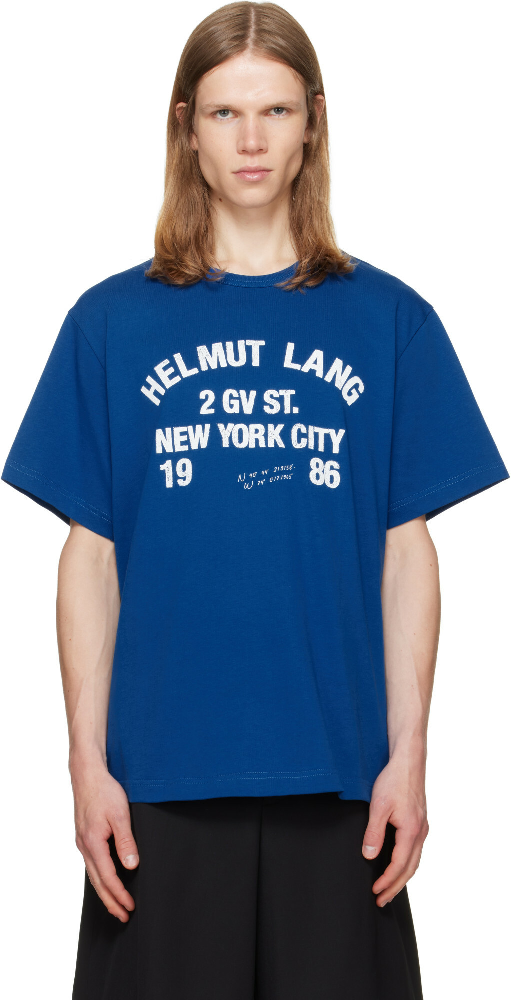 Helmut Lang Blue Varsity T-shirt