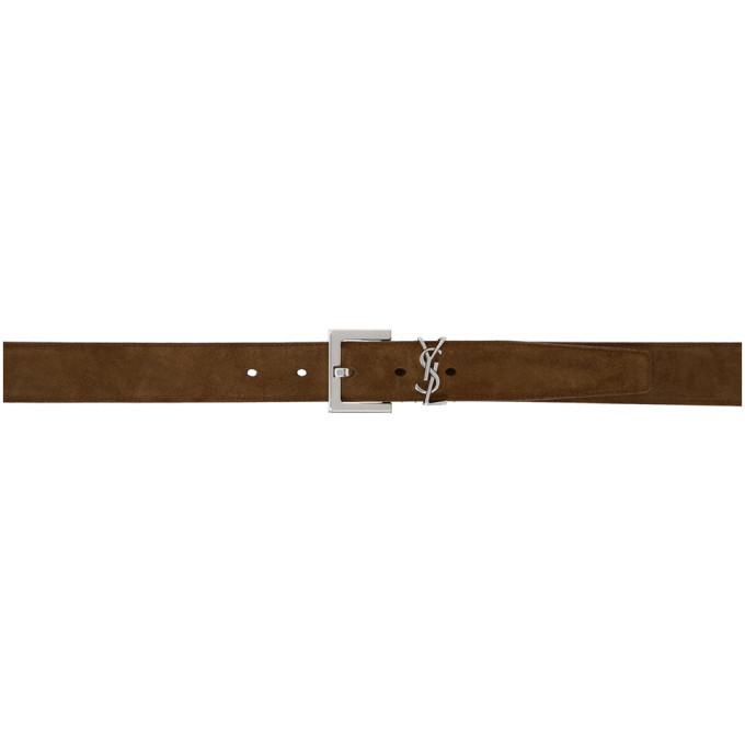 Photo: Saint Laurent Brown Suede Monogramme Belt