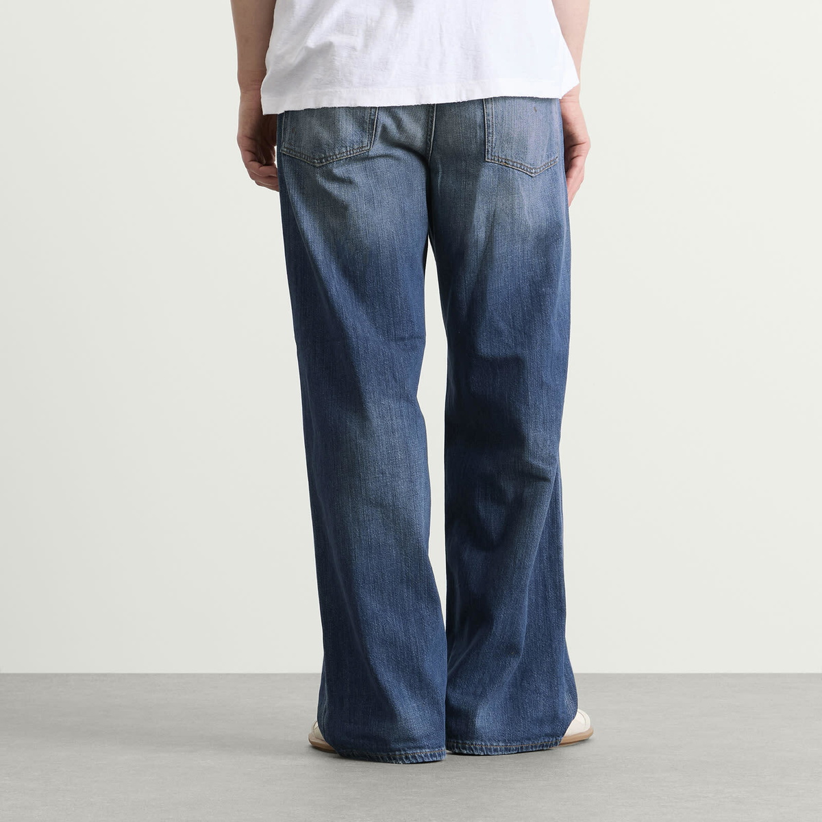 Acne Studios Men's 1981 Trafalgar Wash Wide Leg Jeans in Mid Blue