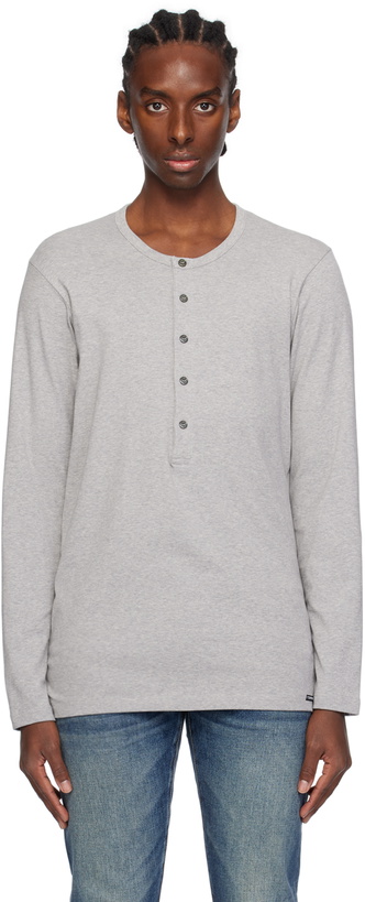 Photo: TOM FORD Gray Patch Long Sleeve Henley