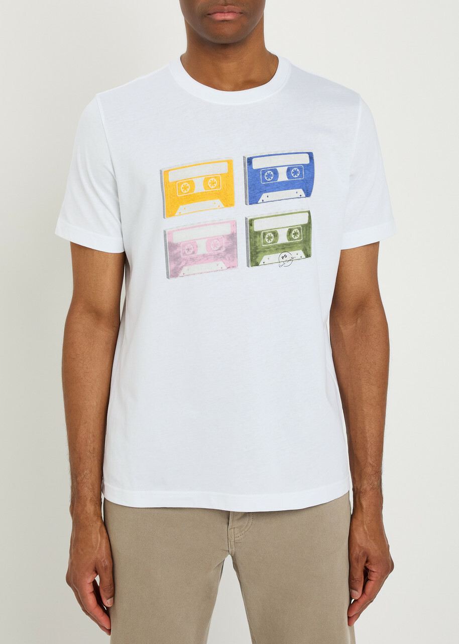PS Paul Smith Tapes Printed Cotton T-shirt White
