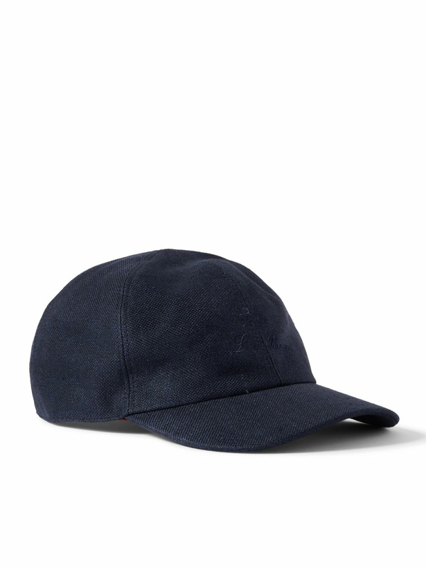 Photo: Loro Piana - Logo-Embroidered Linen Baseball Cap - Blue