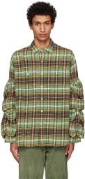 R13 Green Multi-Pocket Workwear Shirt