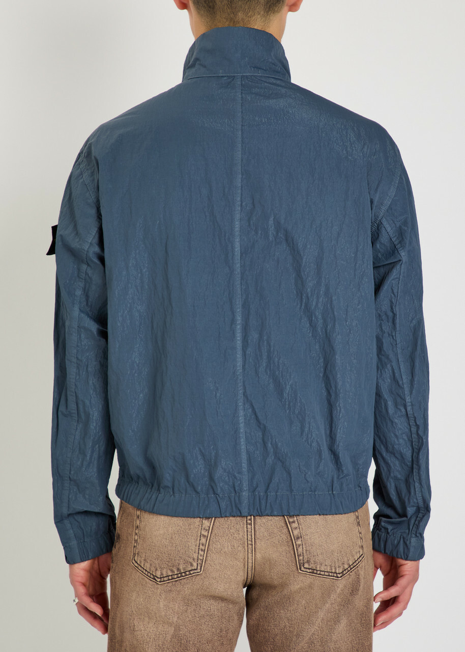 Stone Island Warp Crinkled Nylon Jacket Blue Dark