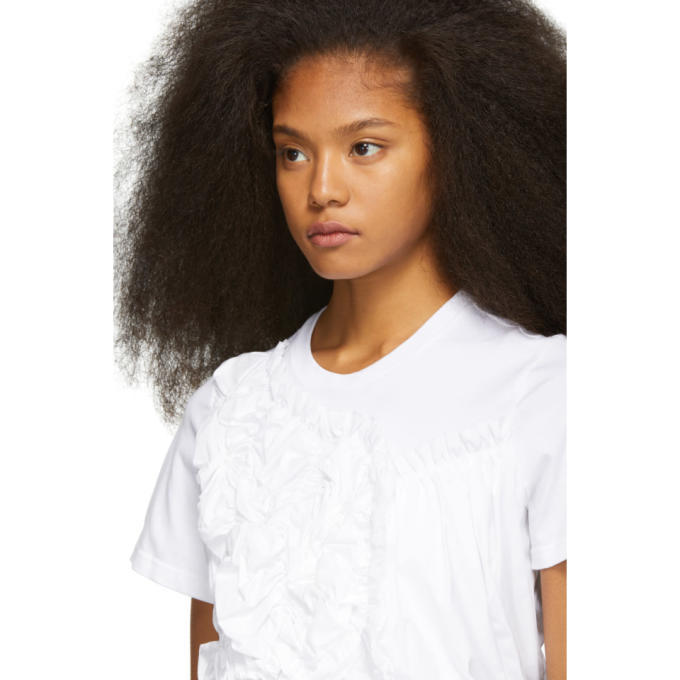 Chika Kisada White Ruffled and Shirred T-Shirt