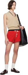 Jil Sander Red Cotton Terry Shorts