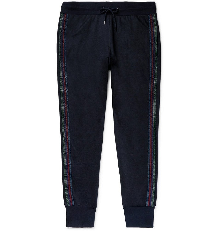 Photo: PS by Paul Smith - Slim-Fit Striped Cotton-Blend Jersey Sweatpants - Navy