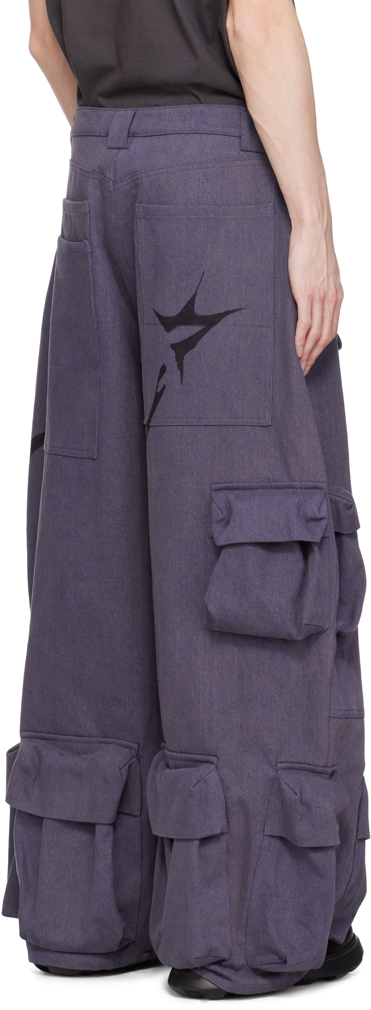 Collina Strada Navy Garden Denim Cargo Pants