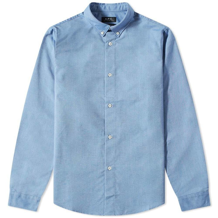 Photo: A.P.C. Men's Button Down Oxford Shirt in Blue