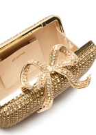 Self-portrait Crystal-embellished Satin box Clutch - Gold - One Size