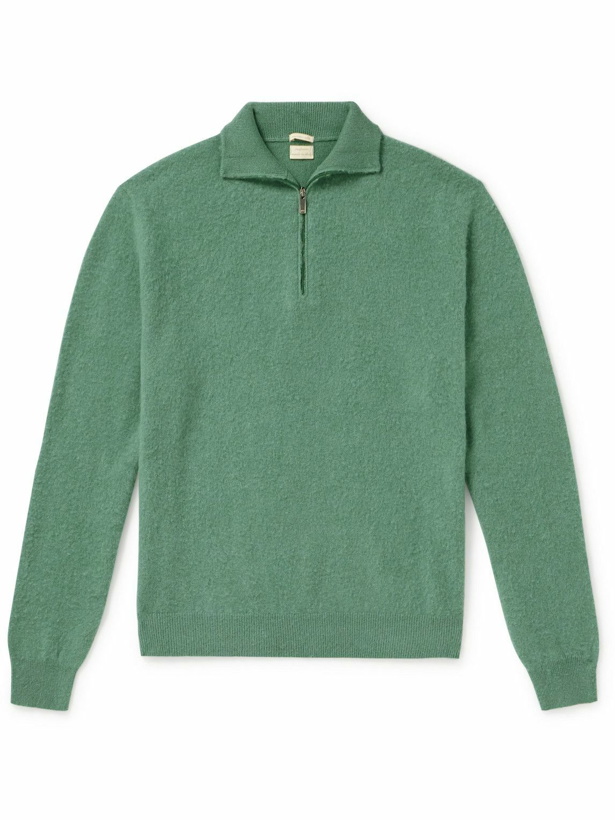 Photo: Massimo Alba - Liam Brushed Cashmere Half-Zip Sweater - Green