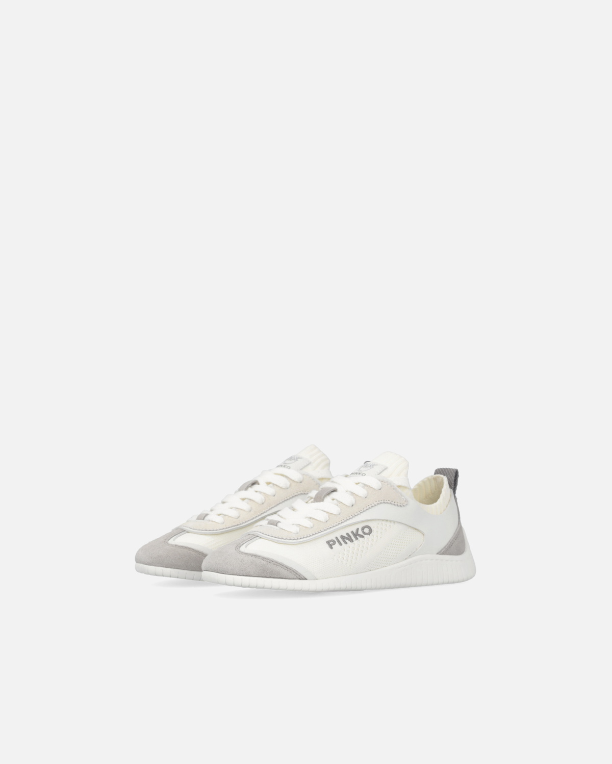 Pinko Lightweight Knit Fabric And Microfibre Sneakers Milk White