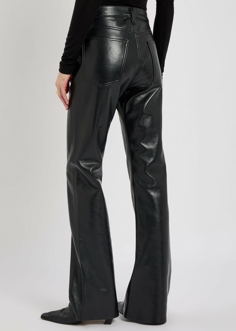 Agolde Kick Boot Bootcut Leather Trousers Black