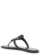 Tory Burch Miller Logo Patent Leather Flip Flops Brown