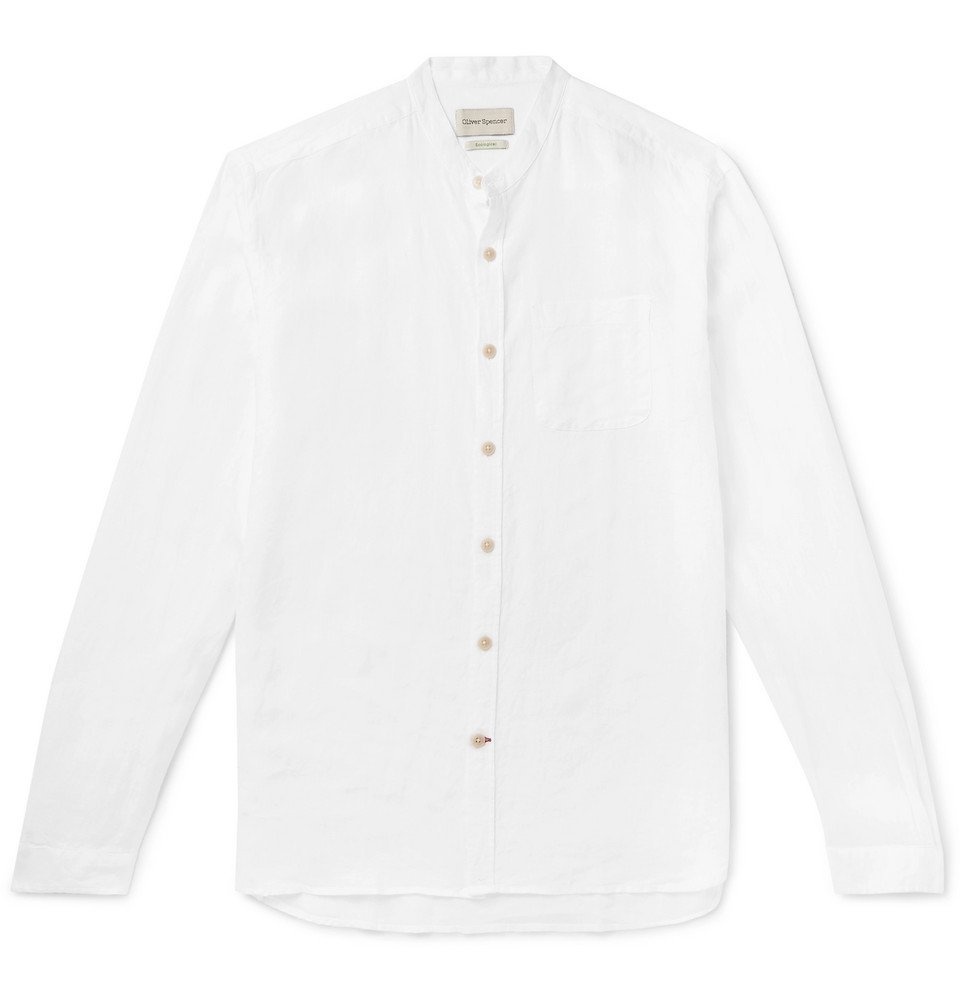 Oliver Spencer - Grandad-Collar Linen Shirt - White Oliver Spencer