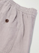 Mr P. - Straight-Leg Linen Drawstring Bermuda Shorts - Purple