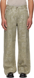 R13 Khaki Damon Pleated Trousers