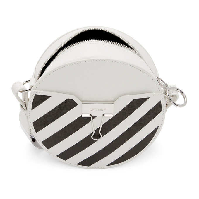 Off White White Diag Round Bag Off White