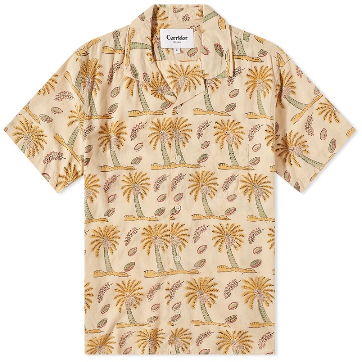 Photo: Corridor Men's Palm Handblock Vacation Shirt in Natural