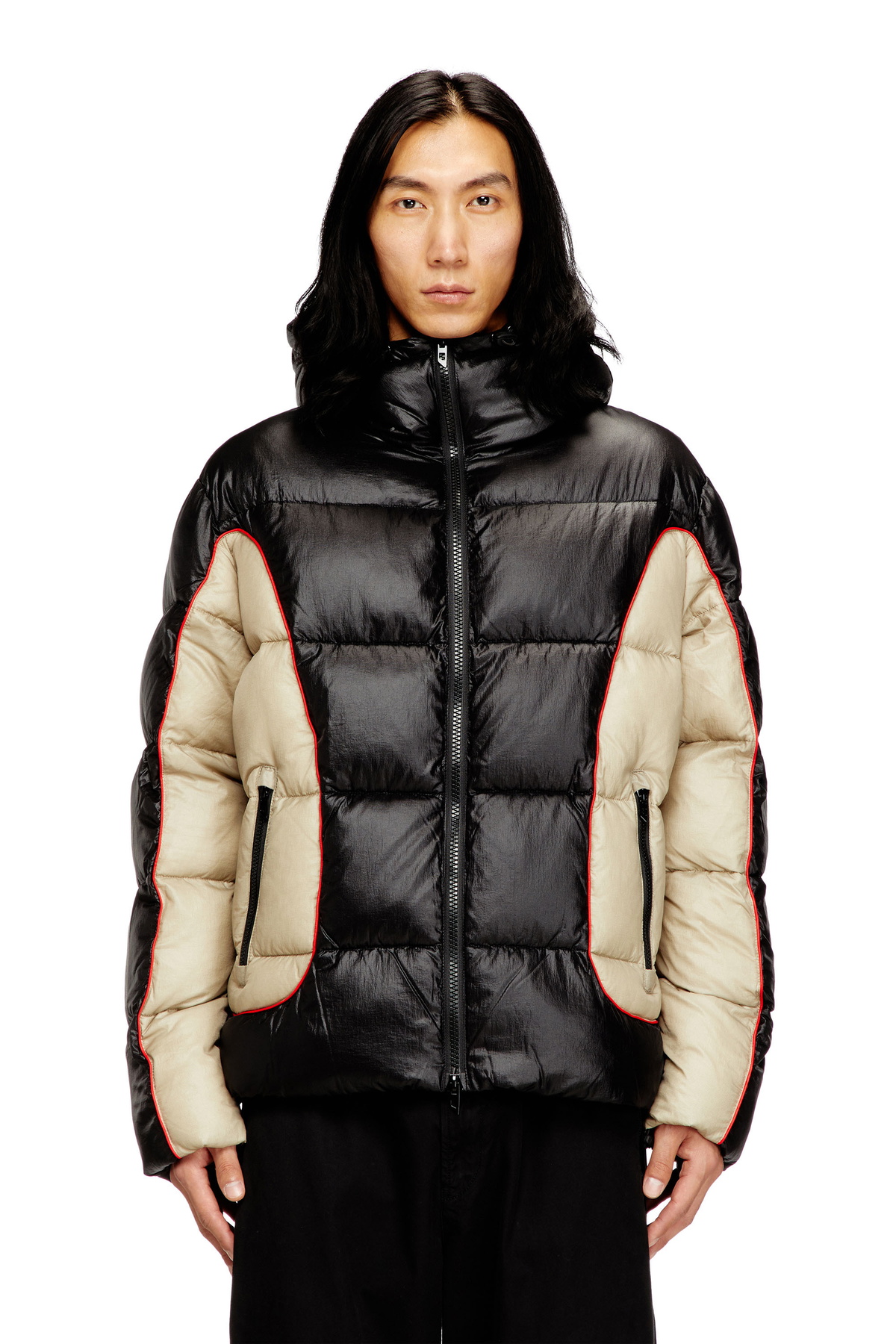 Diesel Hooded puffer jacket in shiny ripstop - Winter Jackets Mens in Multicolor