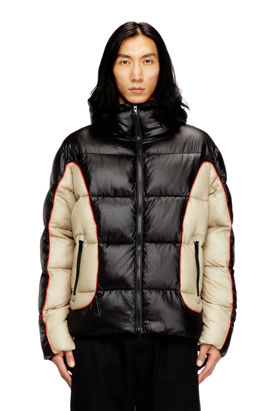 Photo: Diesel Hooded puffer jacket in shiny ripstop - Winter Jackets Mens in Multicolor