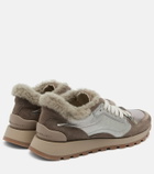 Brunello Cucinelli Monili shearling-trimmed leather sneakers