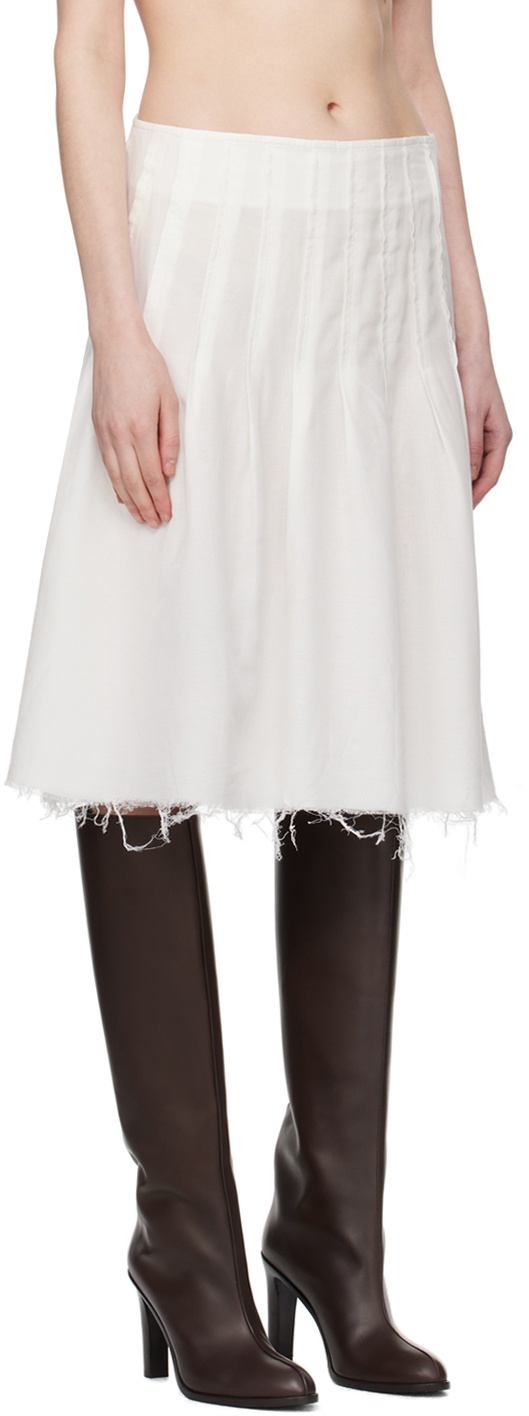 Edward Cuming White Pleat Around Midi Skirt