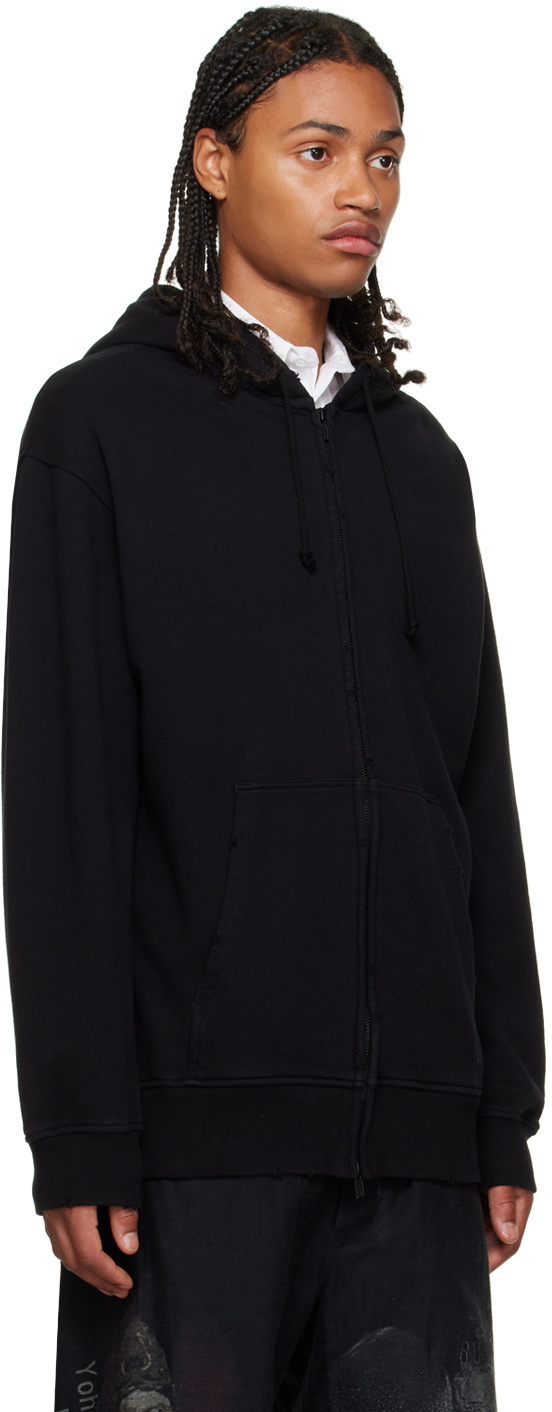 Yohji Yamamoto Black Distressed Hoodie