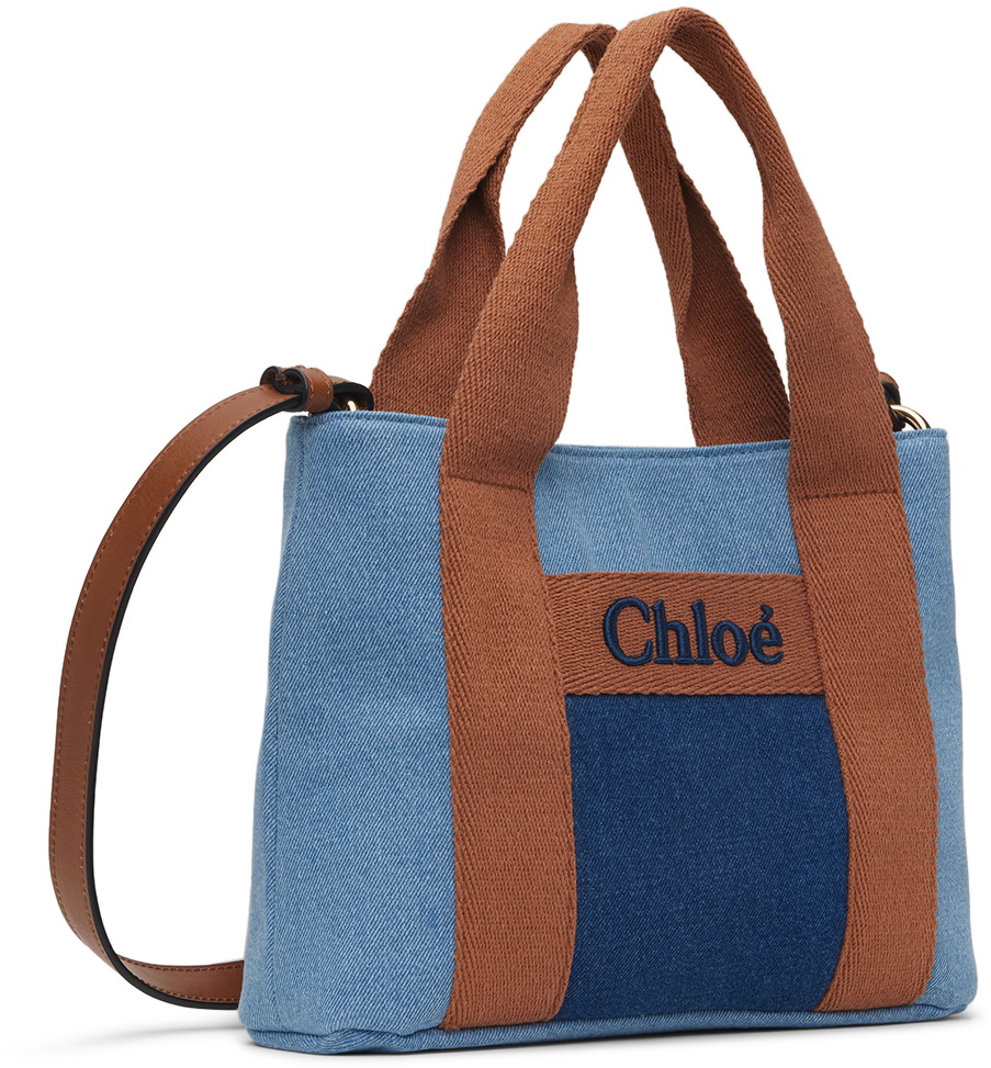 Chloé Kids Blue Embroidered Denim Bag