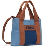 Chloé Kids Blue Embroidered Denim Bag