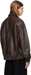 Studio Nicholson Brown Piston Leather Jacket