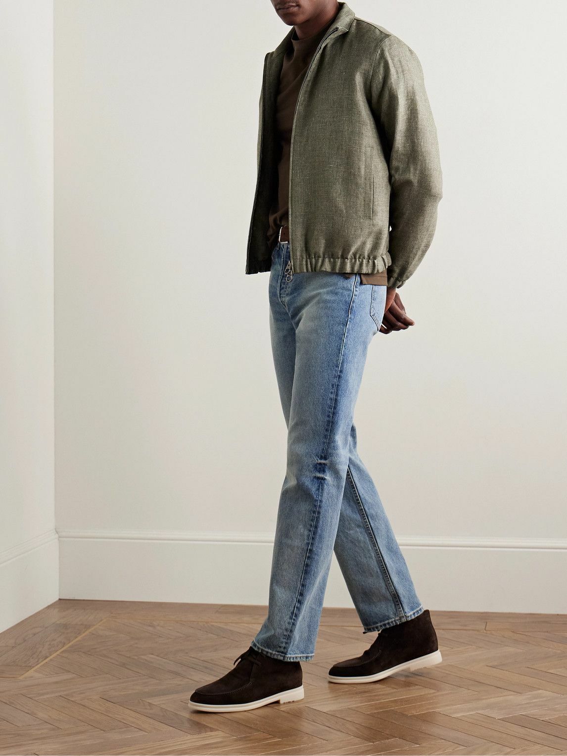 Loro Piana - Rain System® Linen Bomber Jacket - Green Loro Piana