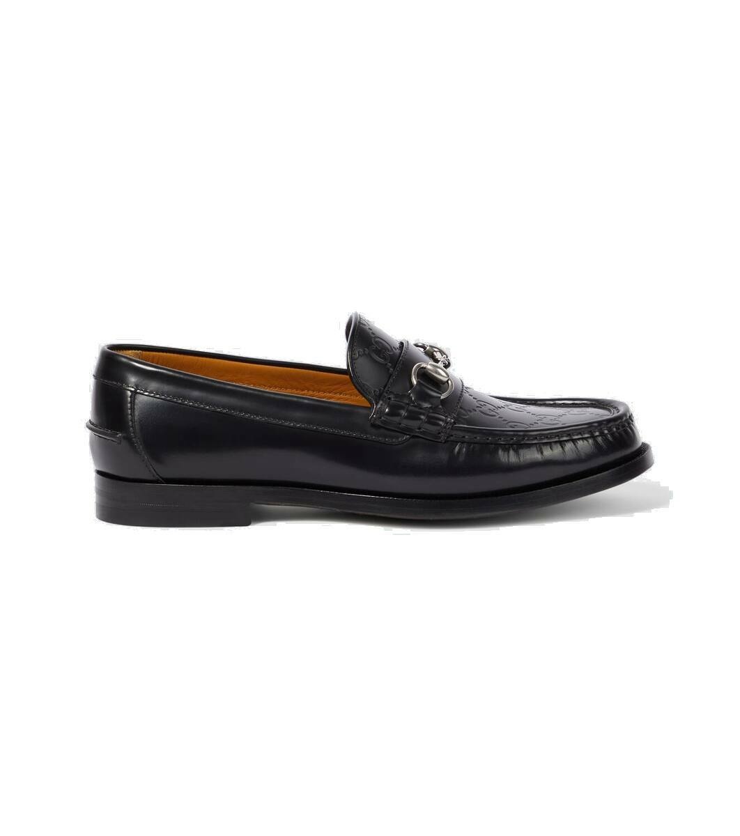 Photo: Gucci Horsebit debossed GG leather loafers